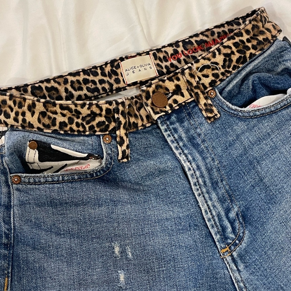 Alice & Olivia Animal Print Jeans